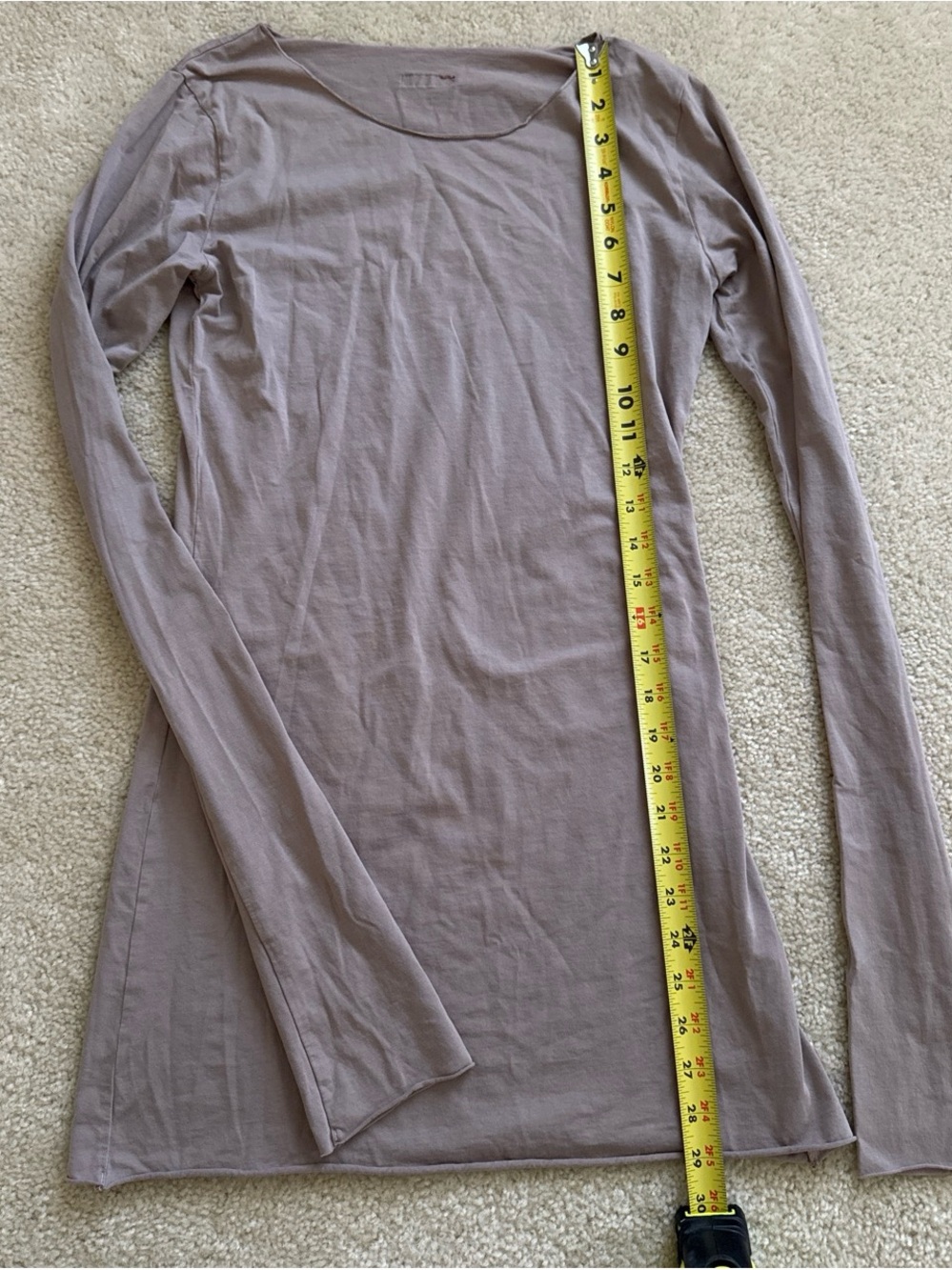 Long Skinny Sleeve Lightweight Tunic Tee inTaupe M